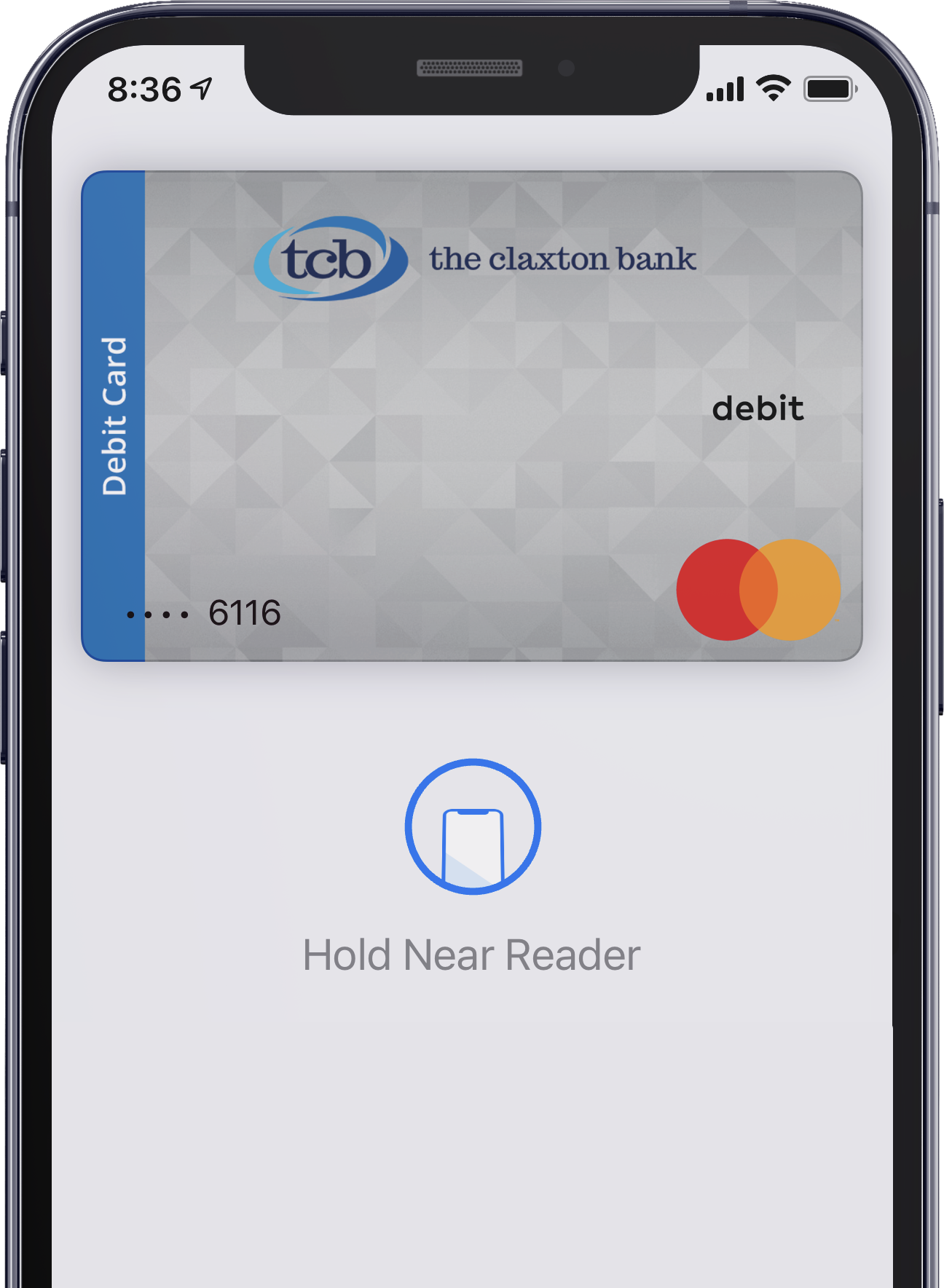 Screenshot of the TCB Debit Card in ApplePay wallet
