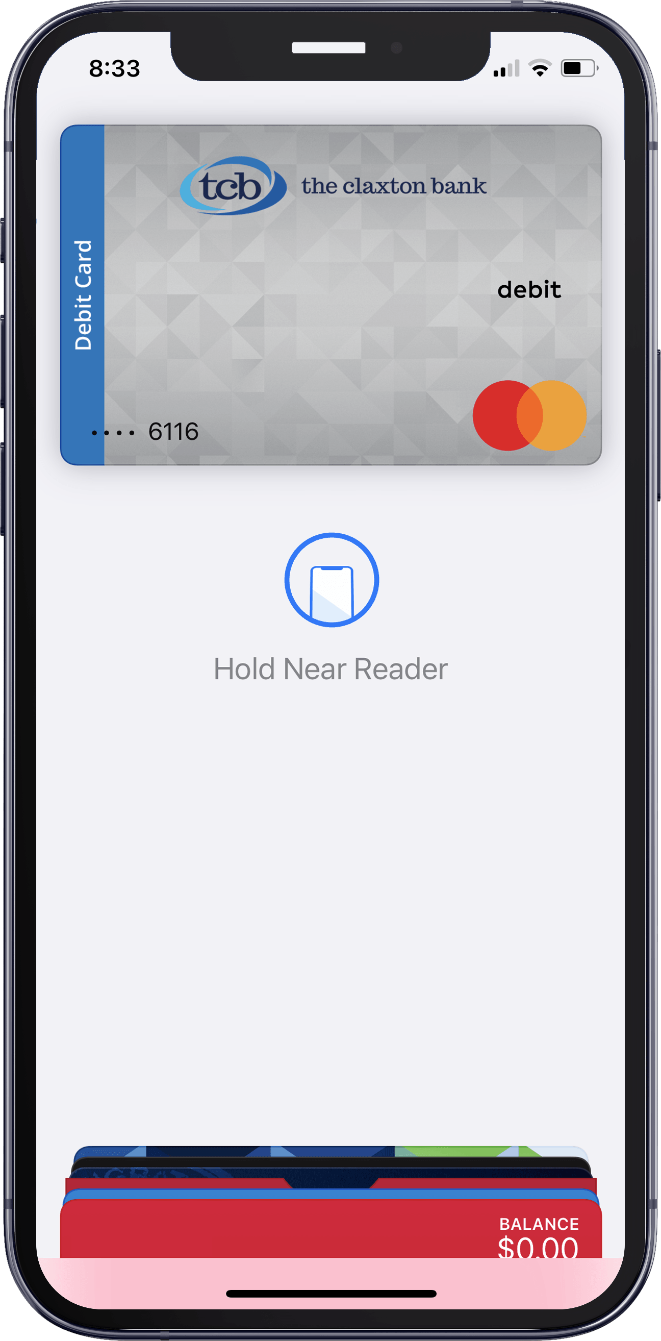 Screenshot of the TCB Debit Card in ApplePay wallet