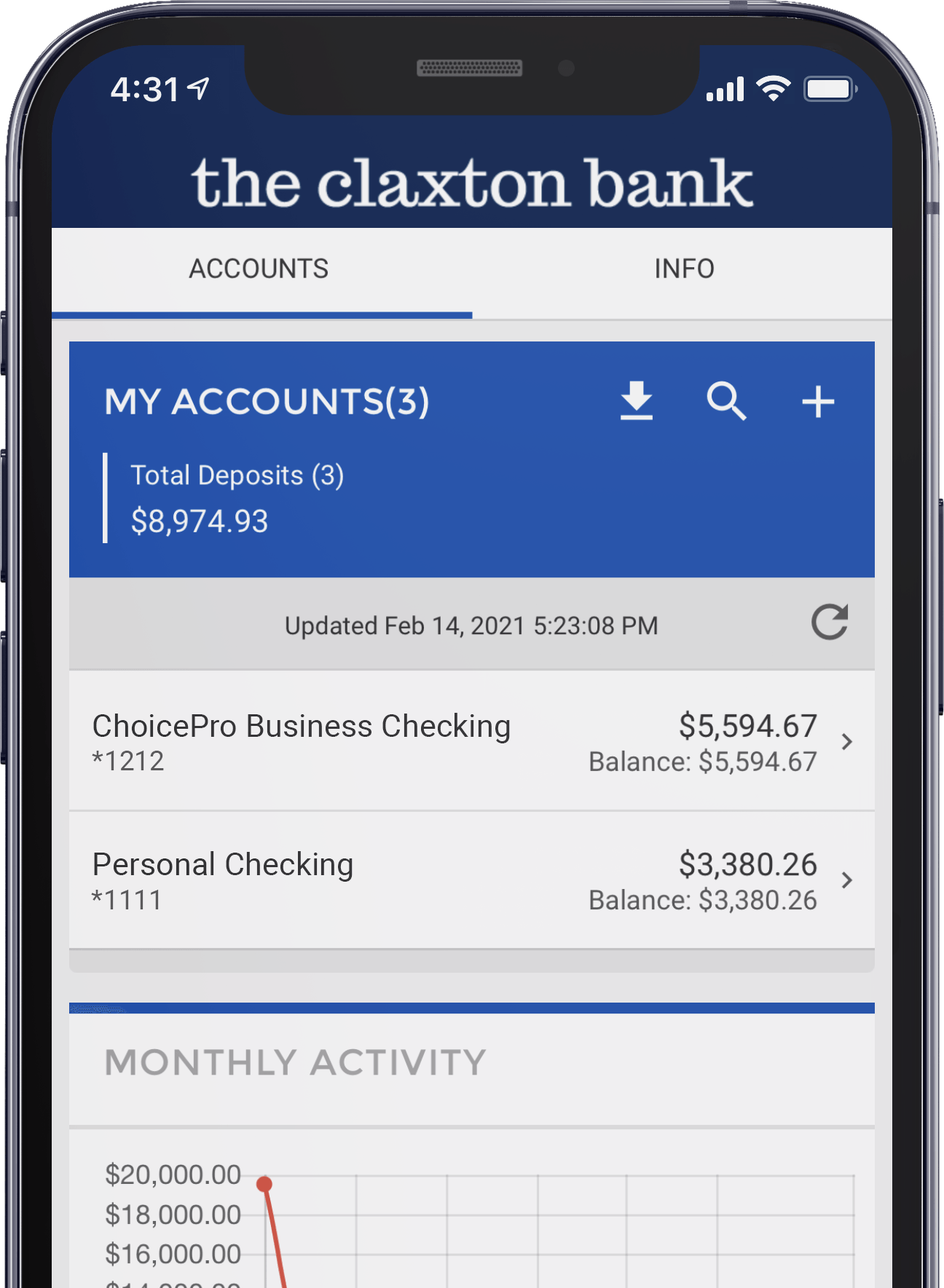 Screenshot of TCB Digital Banking